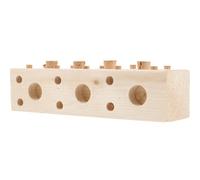 ANDRESLAD Bloc de Bois à Mâcher pour Perroquet Long en Pin Naturel Interactif Puzzle et Divertissement Support Plateau pour Oiseau à Ronger pour Stimuler et Occuper Votre Perroquet