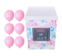 ANDRESLAD Boîte à Ballons pour Révélation Ballons Roses Kit 7 Pièces 1 Boîte Point D’Interrogation Décoration pour Shower Fête de Révélation Garçon ou Fille Confettis