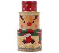 ANDRESLAD Boîte à Bonbons en Fer Blanc de Noël 3 Étages Motif Petit Cerf Rangement Créatif pour Friandises Biscuits Sucettes - Boîte Multifonction Festive Légère et Portable