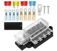 ANDRESLAD Boîtier de Fusibles Compact 4 Circuits avec Couvercle de Protection Support Étanche pour Voiture Bateau et Camping-Car Panneau de Distribution Électrique avec Bornes Amovibles