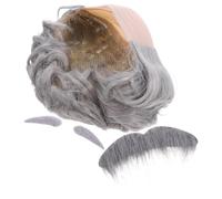 ANDRESLAD Bonnet Chauve Adulte Gris Réaliste avec Barbe et Sourcils Intégrés Postiche Vieillard Légère en Tissu Doux Accessoire Déguisement Halloween et Cosplay Ensemble Costume Vieil