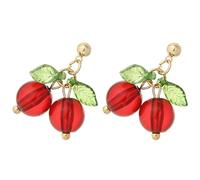 ANDRESLAD Boucles D’Oreilles Cerises Pendantes pour Femmes 1 Paire Petites Boucles Décoratives Légères en Alliage Bijoux Mode Fruités Accessoires Quotidiens Élégants