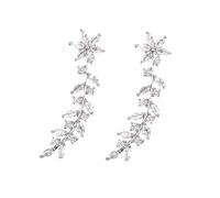 ANDRESLAD Boucles Oreilles Grimpeuses Fleuries avec Cristaux pour Femme Légères et Élégantes Accessoire Classique pour Mariage et Fête