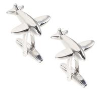 ANDRESLAD Boutons de Manchette Avion en Cuivre Massif Argenté Paire pour Homme Accessoire de Costume Élégant et Original Bijoux de Vêtements pour Chemises Formelles Présent pour