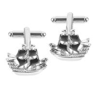 ANDRESLAD Boutons de Manchette Homme Voilier Électroplaqué Noirs, Paire Élégante pour Chemise Formelle, Accessoires Costume Affaires, Bijoux Vêtements Raffinés, Présent Original