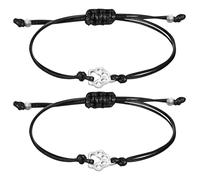 ANDRESLAD Bracelet D'amitié Tissé à La Main En Corde Noire Breloque Patte Ajustable Pour Femme, Homme Et Garçon Et Filles, Bijou Symbole D'amitié Pour Usage Quotidien Et Présent Solide