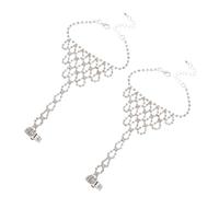 ANDRESLAD Bracelet de Main Femme en Cristaux Argentés Lot de 2 set de Chaînes de Main Bague Intégrée Bijou Élégant pour Mariage et Danse Accessoire Soirée Brillant et Moderne