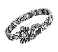 ANDRESLAD Bracelet Dragon pour Homme en Alliage de Zinc Acier Couleur Acier, Décoration Poignet Punk, Bracelet Rigide Année du Dragon, Bijoux Métal Solide et Résistant