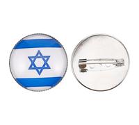 ANDRESLAD Broche Drapeau Israël Ronde 25 MM en Métal Argenté Cristal Épingle de Revers Nationale Bijou Broche Israël pour Vêtements Paquet et Chapeaux