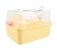 ANDRESLAD Cage de Transport pour Hamsters Toit Panoramique Plastique Transparent Jaune Cage Portable pour Petits Animaux Adaptée aux Sorties et Voyages Boîte Sécurisée et Spacieuse