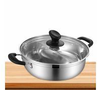 ANDRESLAD Casserole Inoxydable pour Induction avec Poignées Anti-brûlure Chauffage Rapide et Couvercle Transparent Marmite à Deux Compartiments pour Cuisine Maison et Restaurant