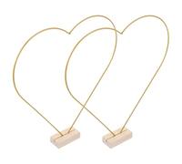 ANDRESLAD Cerceaux Floraux Multifonctions en Métal Forme Cœur 30 Cm X 3 Mm Socles en Bois Naturel 2 Ensembles pour Décoration de Table Mariage DIY Centres de Table Accessoires Fête