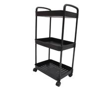 ANDRESLAD Chariot de Rangement Mobile Niveaux Noir Étagère Multi-Usage pour Cuisine et Salle de Bain Chariot Compact et Résistant avec roulettes Gain de Place et Organisation
