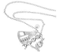 ANDRESLAD Collier Créatif à Pendentif Microscope et Adn Chaîne Clavicule Argentée Bijou Scientifique pour Professeur de Sciences et Élève Présent Original Thème Chimie