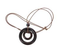 ANDRESLAD Collier Pendentif Bohème en Bois Naturel, Double Cercle, Longueur Longue pour Pull, Bijou Vintage pour Femme, Accessoire Mode Forestier