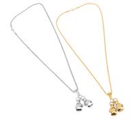 ANDRESLAD Collier Pendentif Boxe Punk Ras-de-cou pour Homme et Femme en Métal Argenté et Doré, Lot de 2 Set de Bijoux Sportifs, Accessoire Mode Unisexe, Style Urbain