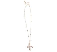 ANDRESLAD Collier Pendentif Croix en Perles Baroques Blanches Bord Doré Collier Religieux Minimaliste pour Femme Bijou de Foi Élégant pour Baptême et Fêtes de Noël