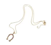 ANDRESLAD Collier Pendentif Fer à Cheval Doré Micro-incrusté Zircon, Chaîne Fine en Métal, Bijou Féminin Élégant, Fête et Soirée, Taille Unique