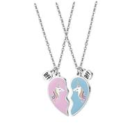 ANDRESLAD Collier Pendentif Licorne en Alliage pour Fille et Femme Collier Cœur à Assembler pour Meilleures Amies Bijou Duo Amitié Élève Décoration Mode pour Soirées et Voyages