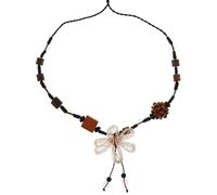 ANDRESLAD Collier Ras Du Cou Bohème En Bois Naturel à Pendentif Fleur, Longs Colliers Pour Femmes, Bijou Coloré D’été Pour Plage Et Tenues Vintage, Taille Ajustée Aux Clavicule, Style Multiple Couches