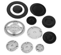 ANDRESLAD Couvercles de Brûleur à Gaz 11 Pièces Chapeaux de Flamme en Acier Inoxydable Résistants à Haute Température Accessoires de Rechange pour Cuisinière Encastrée Support de