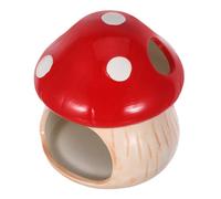 ANDRESLAD Décoration Aquarium Champignon en Céramique Rouge Cachette pour Crevettes et Bettas Maison Grotte pour Poissons et Crustacés Abri Refuge Sécurisé pour Aquarium Ornement