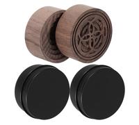 ANDRESLAD Diffuseur D'huiles Essentielles en Bois Naturel - Lot de 2 Diffuseurs Ronds Boîtes Aluminium - Désodorisant Portable pour Maison, Bureau, Yoga et Spa