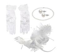 ANDRESLAD Ensemble De Chapeaux Et De En Dentelle Et Voile En Maille Pour Femmes Comprenant Un Collier Et Des Boucles D'oreilles Pour Les Goûters Et Autres Événements