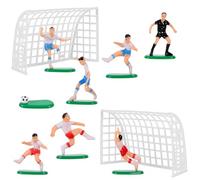 ANDRESLAD Ensemble de Décoration Gâteau Football 2 Buts 6 Figurines Joueurs et 1 Arbitre Accessoires pour Gâteaux Anniversaire Garçon et Filles Décorations de Fête Football