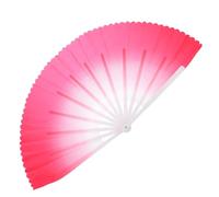 ANDRESLAD Éventail de Danse Pliable 33 Os 10 Cm Renforcé Rose Foncé en Bambou et Tissu, Accessoire Traditionnel Chinois pour Arts Martiaux et Tai Chi, Spectacle et Décoration Intérieure