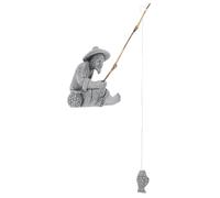 ANDRESLAD Figurine de Pêcheur Miniature Assis Décor de Jardin Symbolisant Sagesse et Longévité Ornement Naturel pour Bureau et Espace Extérieur