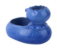ANDRESLAD Fontaine à Eau pour Chat Céramique Vintage Petite Forme Lotus Bleue avec Pompe Ultra Silencieuse et Surface Lisse pour Animaux