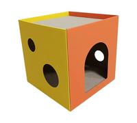 ANDRESLAD Griffoir pour Chat Cube Orange Jaune 32X32X32 CM Planche à Gratter Verticale pour Chaton Maison D’Intérieur Meubles à Griffer pour Entretien Griffes