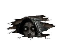 ANDRESLAD Halloween Sticker Mural Autocollant Sol Effrayant Femme Aveugle à Cheveux Longs Décoration Amovible pour Fête Maison Bureau