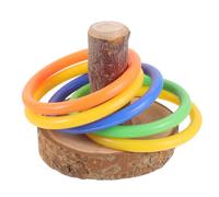 ANDRESLAD Jeu Éducatif pour Perroquets Moyens Interactif à Anneaux en Bois Naturel 7 CM Outil d'Entraînement à L'Intelligence des Oiseaux de Compagnie Couleur Aléatoire Couleur Aléatoire
