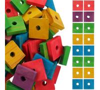 ANDRESLAD Jouets à Mâcher pour Perroquets 100 Pièces en Copeaux de Bois Colorés Assortis pour Animaux de Compagnie Favorisant Le Rongement Nettoyage des Dents Accessoires Sûrs et Solide