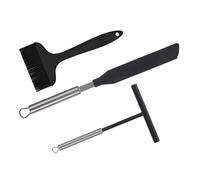 ANDRESLAD Kit 3 Pièces Spatules à Crêpes en Acier Inoxydable et Silicone Racloir et Étaloir Cuisine Ustensiles Pratiques pour Cuisson Rapide et Uniforme pour Pancakes et Crêpes Maison