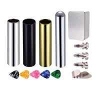 ANDRESLAD Kit de 14 Pièces de Médiators Protège-doigts et Slide en Acier pour Guitare Électrique, Accessoires pour Guitare Diapositive, Ensemble Complet pour Jeu Précis et Confortable