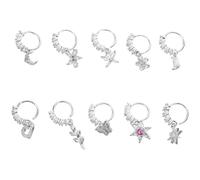 ANDRESLAD Lot de 10 Anneaux de Nez en Acier Inoxydable Argentés Bijoux de Piercing Nez avec Cristaux Brillants Ornements Artistiques Assortis Confortables et Adaptés au Port Quotidien