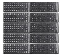 ANDRESLAD Lot de 10 Autocollants pour Clavier Espagnol Fond Noir Mat Lettrage Blanc Autocollants Universels pour Clavier Protection Pratique pour Ordinateur Portable et Bureau