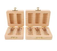 ANDRESLAD Lot de 2 Boîtes à Dents de Lait en Verre avec 2 Emplacements Coffret à Souvenirs pour Dents de Bébé Cheveux et Cordon Ombilical Rangement Solide et Léger pour Naissance et