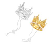 ANDRESLAD Lot de 2 Chapeaux de Fête pour Animaux Couronnes Décoratives Dorées et Argentées pour Petit Chien et Chat Accessoires Légers et Flexibles pour Anniversaires et Fêtes D’Animaux de