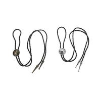 ANDRESLAD Lot de 2 Cravates Bolo Western Ajustables en Cuir PU Marron Vintage Pendentif Étoile à Cinq Branches Collier Cordon pour Homme et Femme Bijoux Western Cowboy Rétro