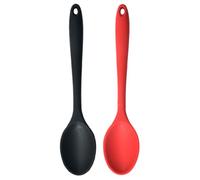 ANDRESLAD Lot de 2 Cuillères en Silicone Multi-Usages Petite Taille Résistantes à la Chaleur Couleurs Assorties Noir et Rouge Ustensiles Cuisine Antiadhésifs pour Salade et Soupe Usage