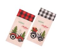 ANDRESLAD Lot de 2 Housses de Bouteille de Vin Noël en Toile de Jute Broderie à Carreaux Décorations Festives pour Bouteilles Pochette Créative pour Vin Présent pour