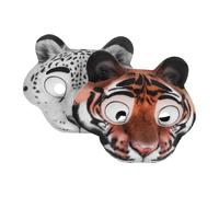 ANDRESLAD Lot de 2 Masques d'Animaux en EVA pour Halloween Demi-Masque Tigre et Léopard des Neiges Accessoires Cosplay Légers et Colorés pour Carnaval Fête Costumée et Bal Masqué
