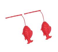ANDRESLAD Lot de 2 Passoires à Thé Créatives en Silicone Rouge Infuseurs à Thé Anti-Fuite de Poisson Pratiques Compatibles Feuilles en Vrac Herbes et Épices