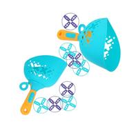 ANDRESLAD Lot de 2 Set de Lanceurs de Disques Volants Pliables pour Garçon et Filles - 1 Lanceur Bleu avec 4 Disques Volants Légers et Résistants - D’Extérieur pour Développer la