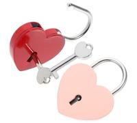 ANDRESLAD Lot de 2 sets de Cadenas à Clé de Cœur Grand Format Couleur Rouge et Rose Cadenas d'Amour pour Valise Carnet de Notes et Boîte de Rangement Serrure Sécurisée Présent Couple