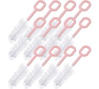 ANDRESLAD Lot de 20 Brosses en Nylon pour Tétines et Biberons Nettoyant Anti-Moisissures Tête Incurvée Rose Accessoires de Nettoyage pour Bébés et Animaux Nettoyage Profond et